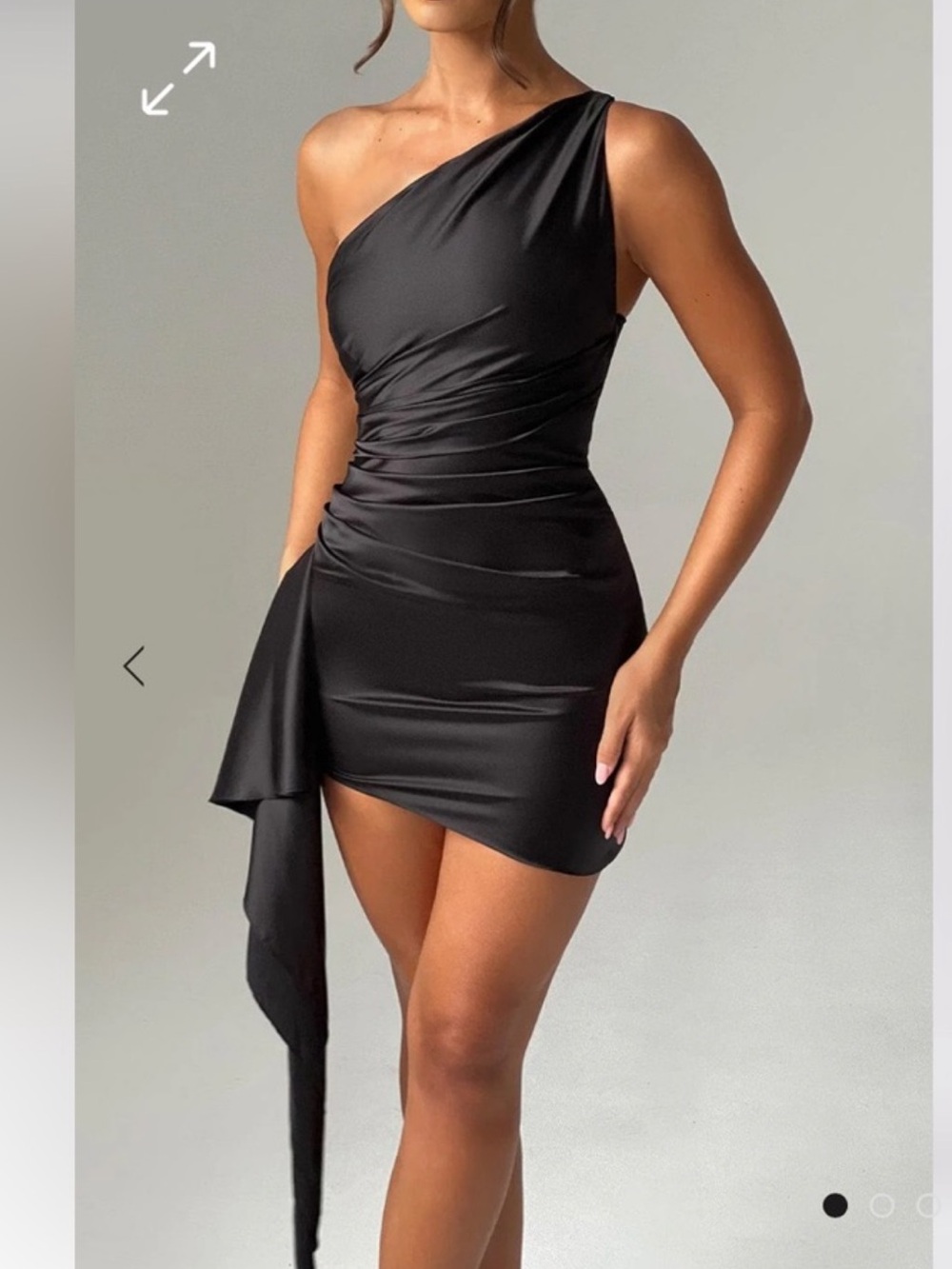 BABYBOO Avery One Shoulder Satin Draped Mini Dress Size XS NWT